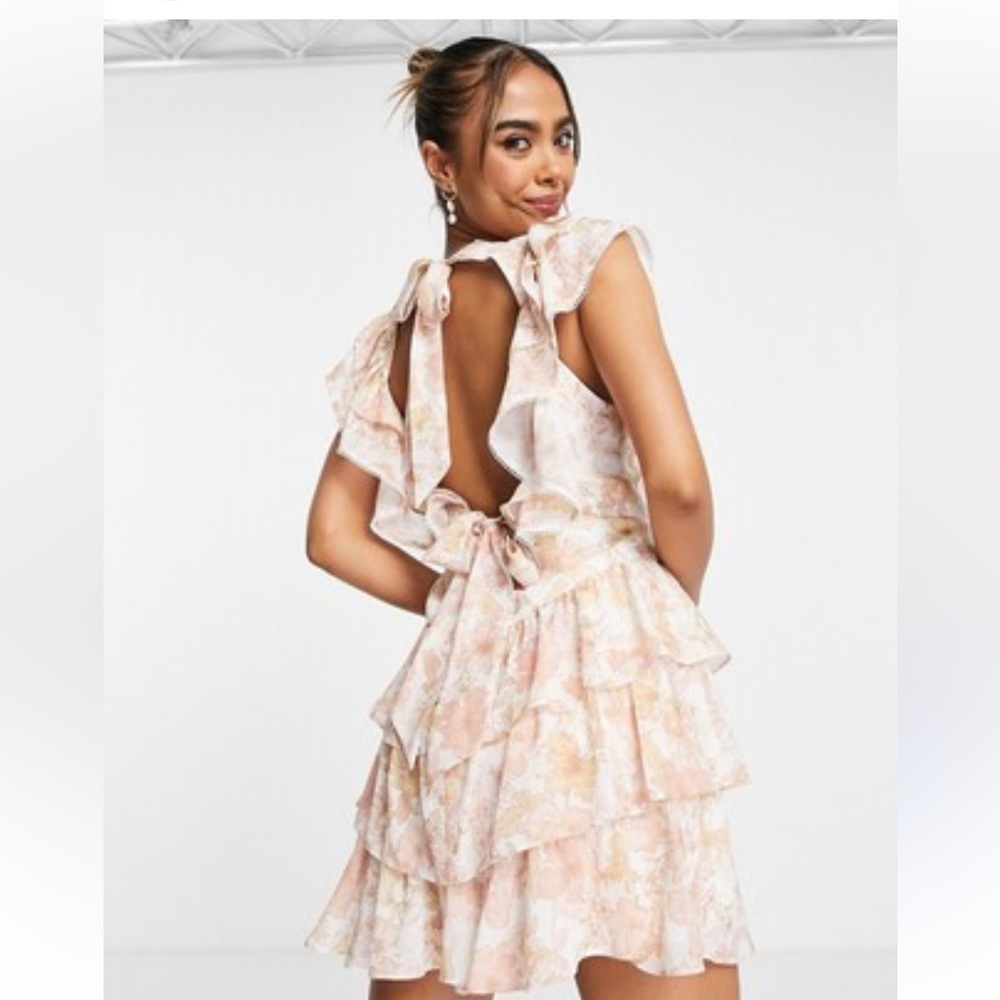 Ever New Conscious Floral Print Ruffle Trim Mini Dress Women’s Size 4 - Picture 2 of 16